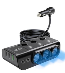 LIHAN 120W Car Splitter unit with 3 cigarette sockets and 5 USB ports