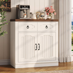LIKIMIO buffet cabinet two drawers white finish front view