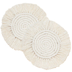 LILINMZ boho macrame coaster set of 2 round white