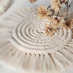 Handmade macrame coaster pair for home decor