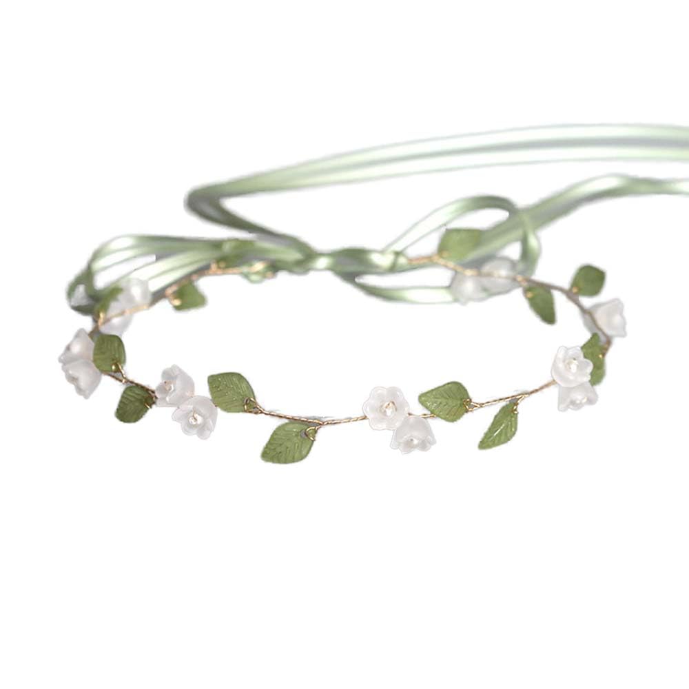 Lily of the Valley Garland Headband with silk flowers for brides