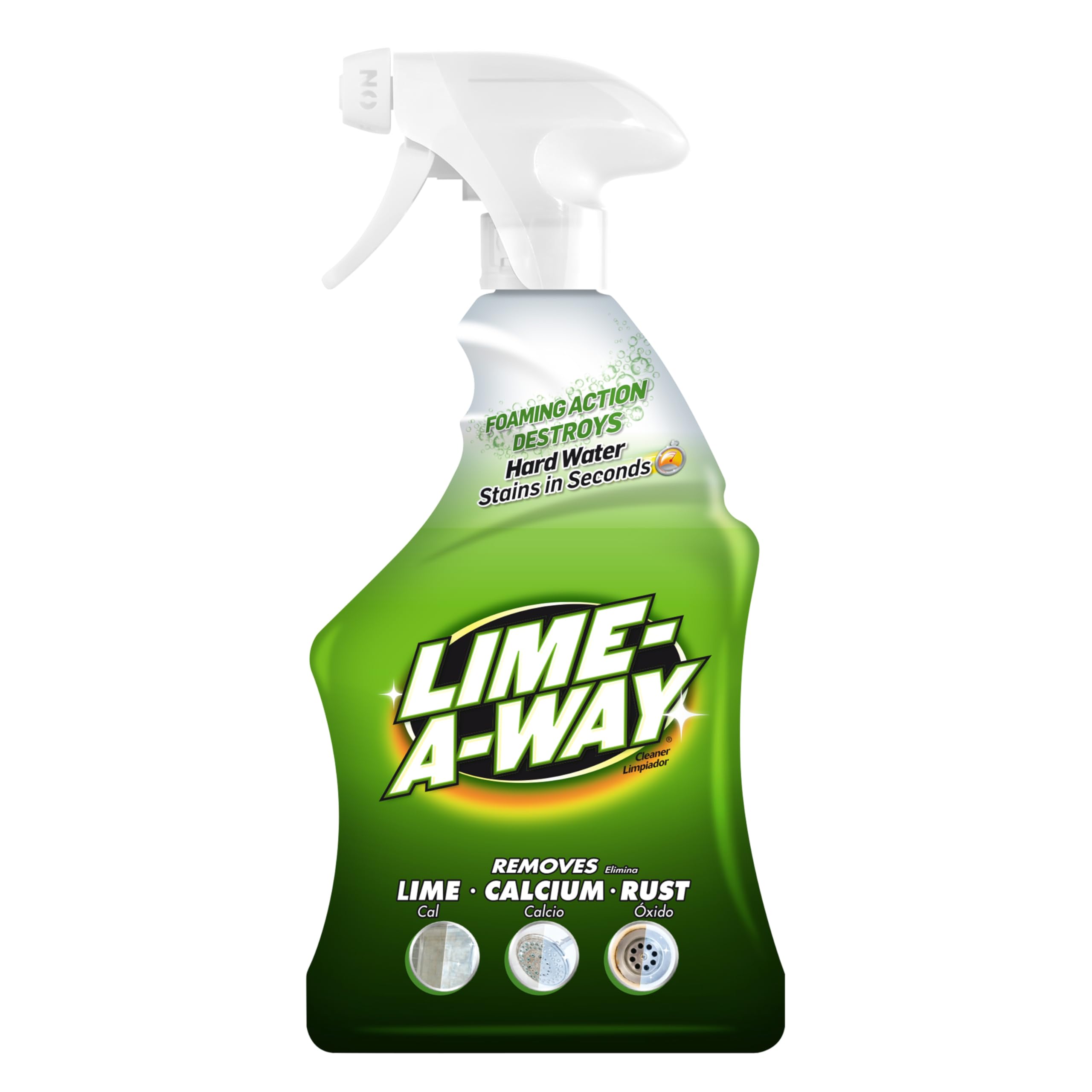 Lime-A-Way hard water stain remover spray bottle label