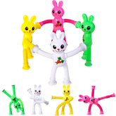 Limpskys 4Pack Telescopic Suction Cup Bunny Toy four colorful bunny pop tubes