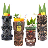 LINALL tiki mugs set of 4 large ceramic tumblers