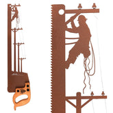 Lineman up a Pole Hand Saw Design wall art on display
