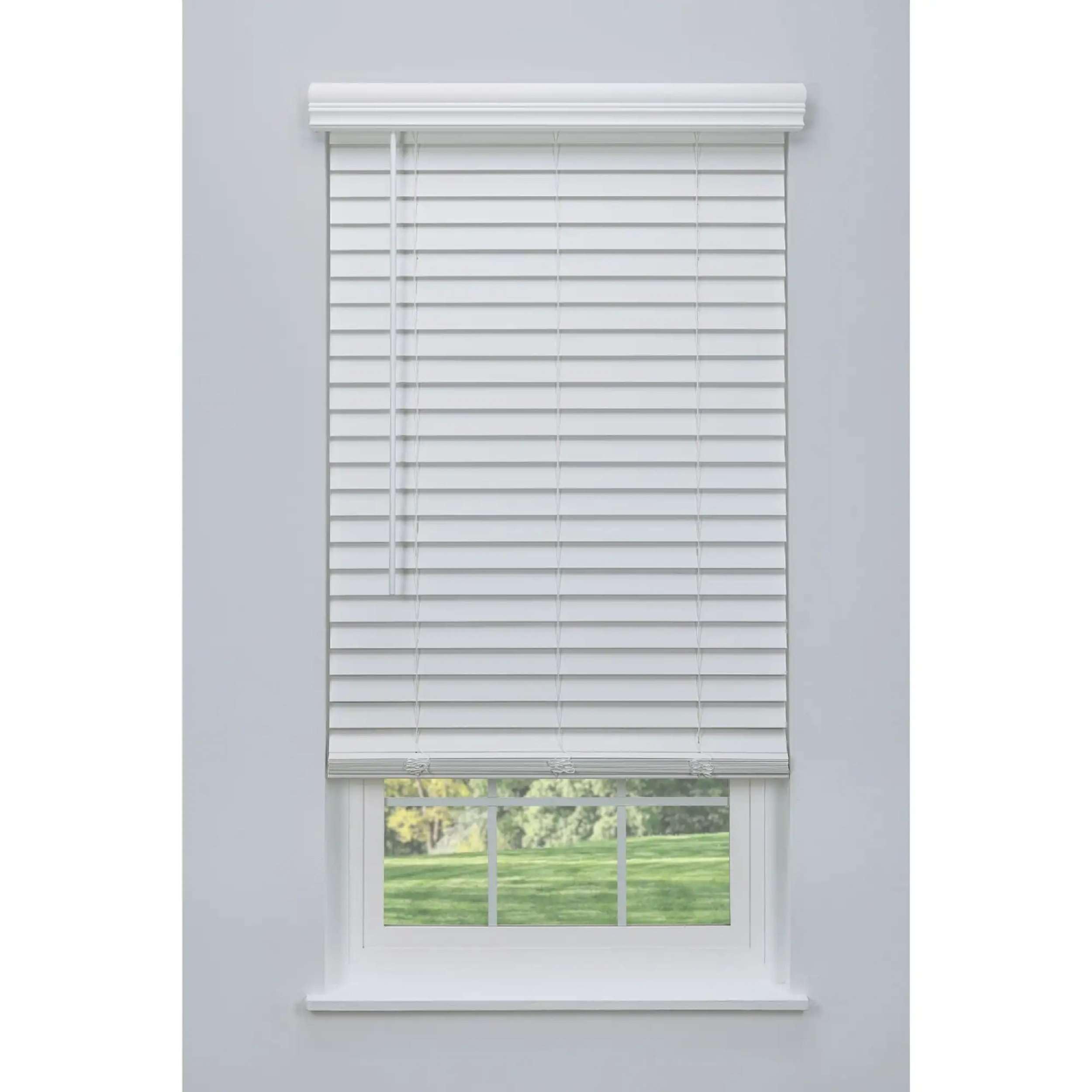 Linen Avenue cordless faux wood blind white