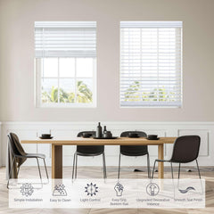 Cordless faux wood blind for flush inside mount installation