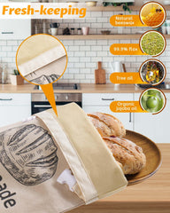 Linen beeswax bread bag for homemade sourdough bread 17x12.6 inches