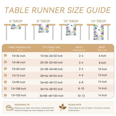 Linen texture polyester table runner 72x13 with hydrangea design