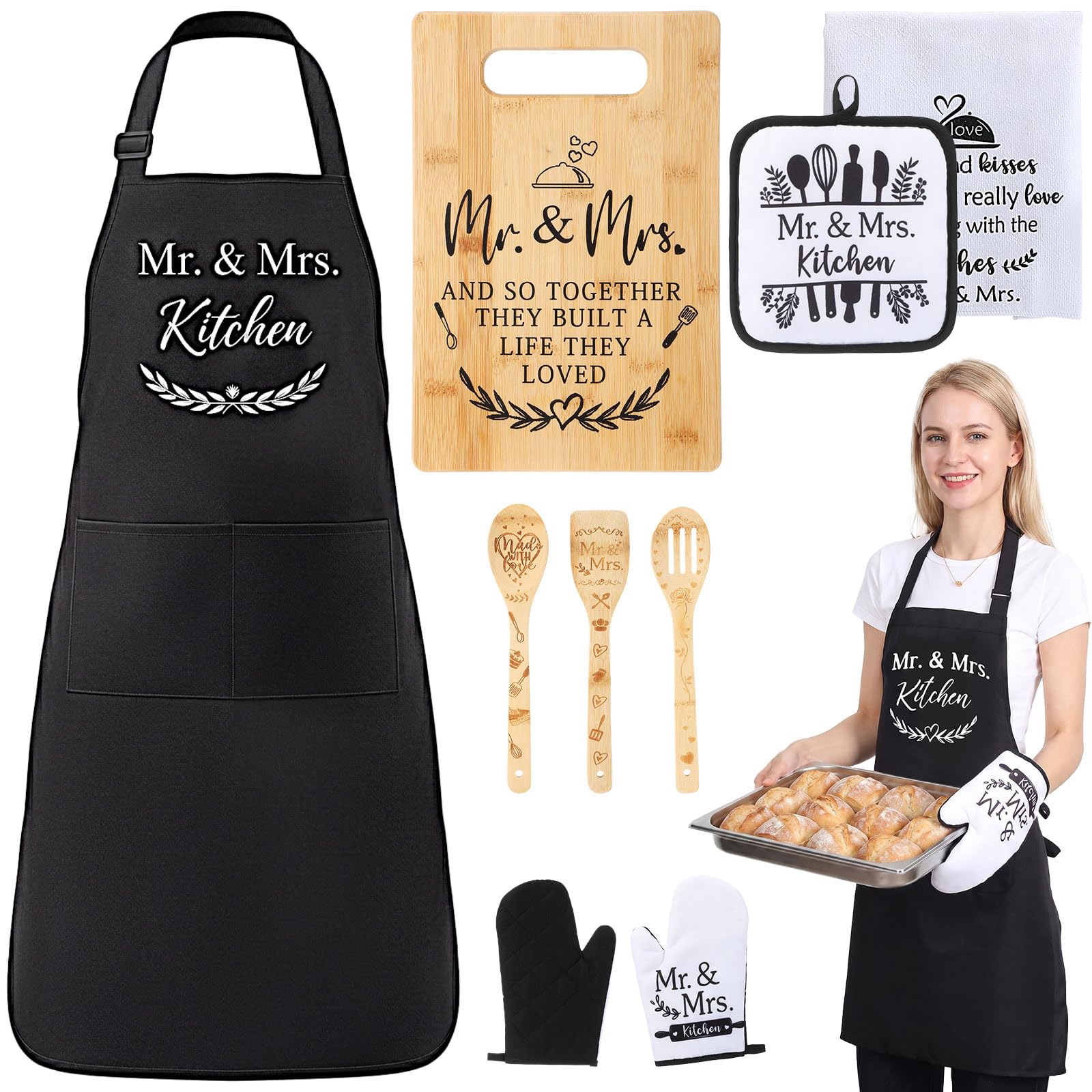 Lineshading Mr Mrs Apron product image showing apron and set