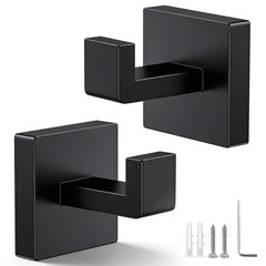 Linhutrunk black towel hooks 2 pack SUS304 for bathrooms