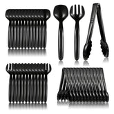 LIQWEI 36 piece black plastic serving utensils set packaging