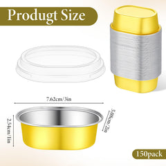 Gold aluminum baking cups with lids for mini desserts LIQWEI