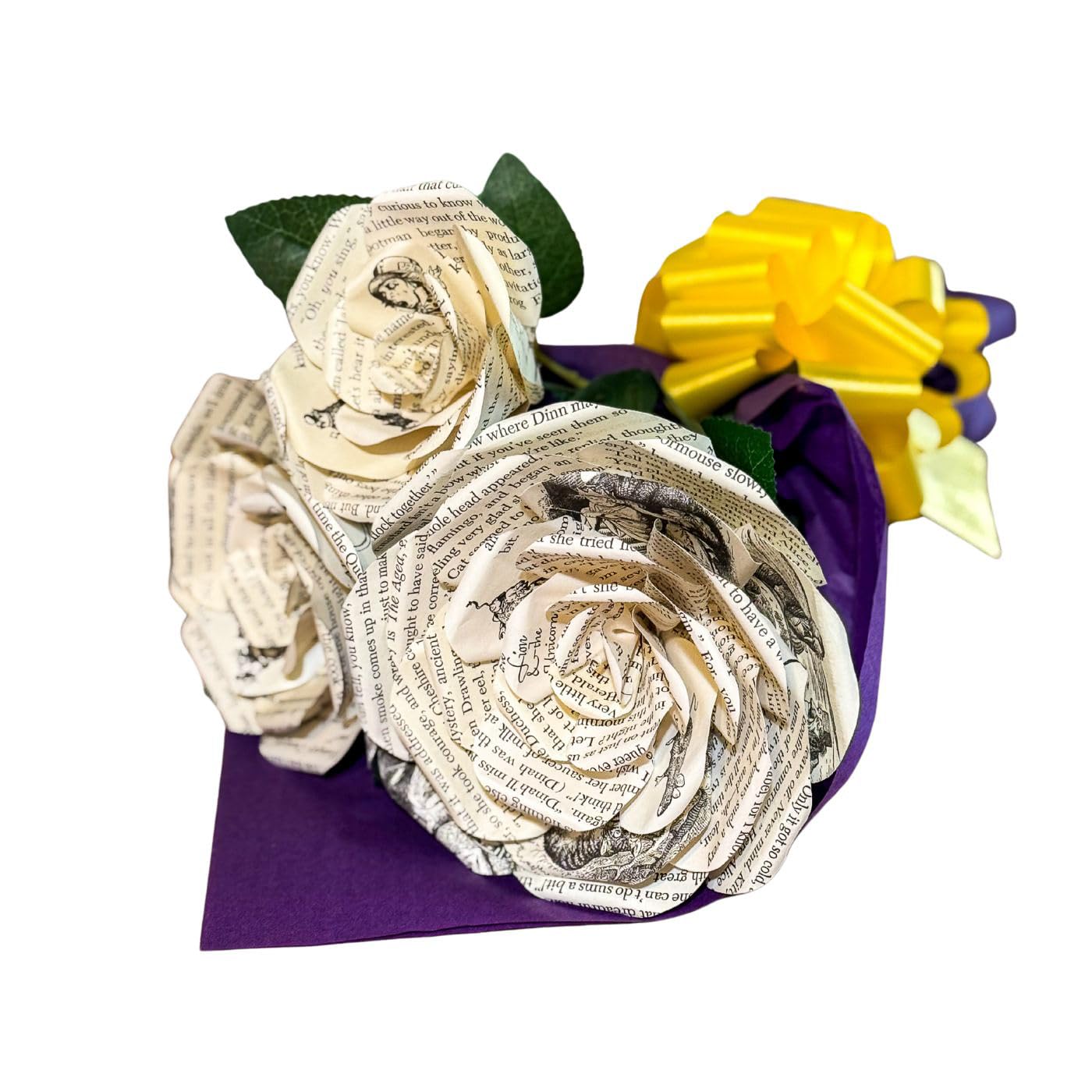 Literary Blooms Handmade Alice's Adventures Paper Bouquet with three roses image