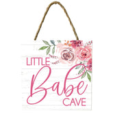 Little Babe Cave Sign 7x7 inches with jute rope attached