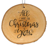 Live Edge Wood Slice Christmas Ornament birch wood 3-4 inch rustic live edge