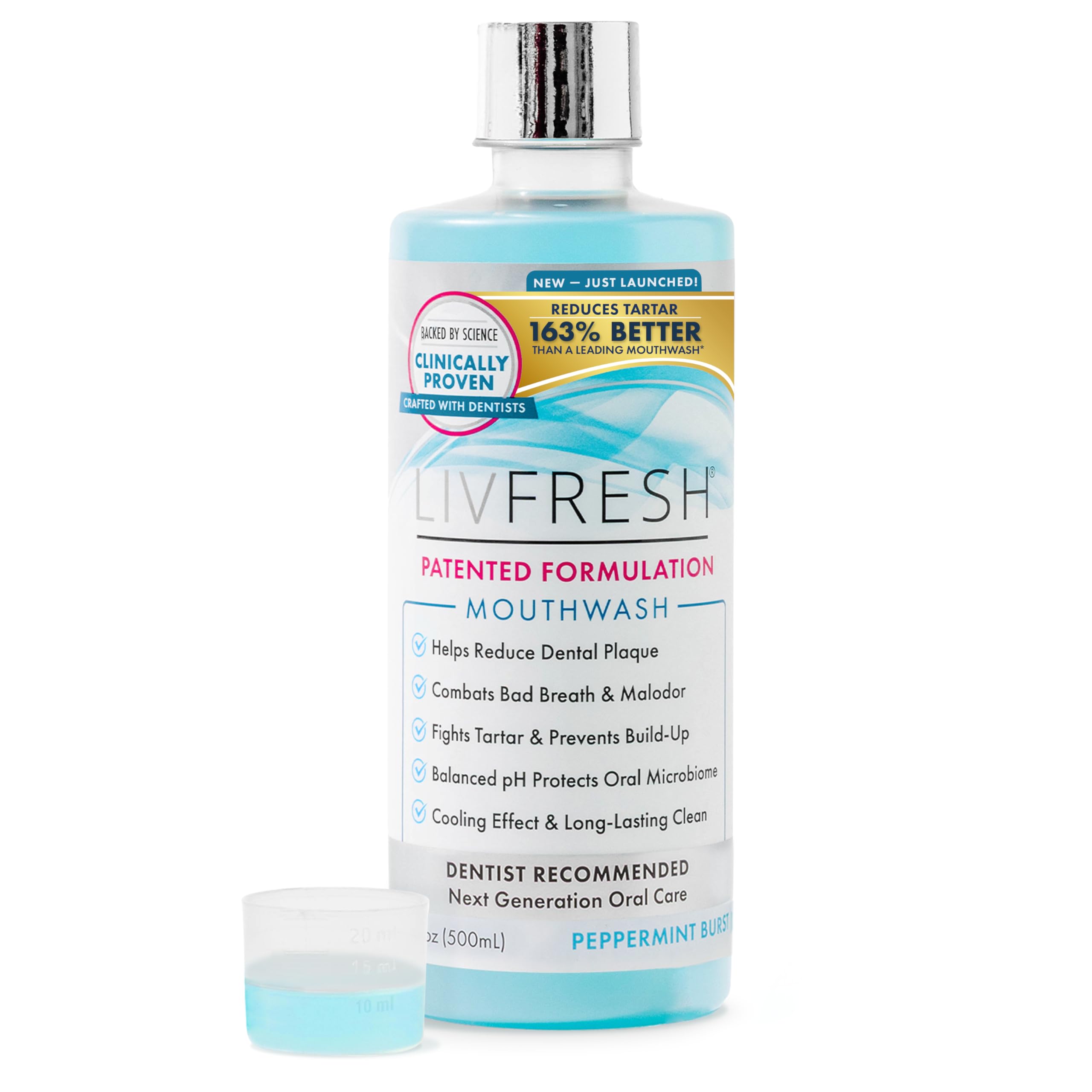 LIVFRESH Mouthwash Peppermint Burst 16.9 fl oz bottle