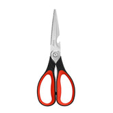 LIVINGO 8.5 inch kitchen scissors serrated blades black and red handle