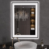 LOAAO 24x32 inch LED bathroom mirror with black frame