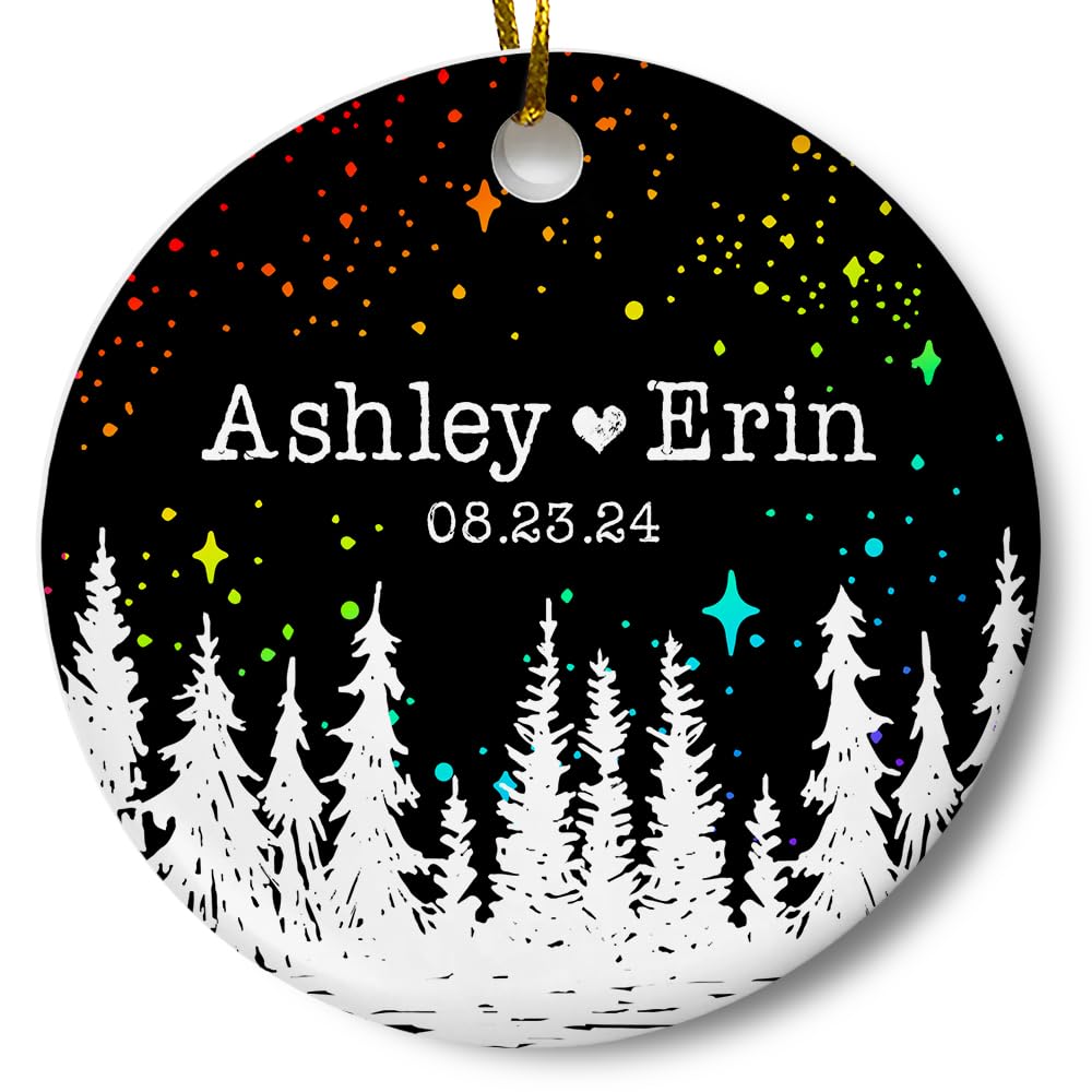 Loftipop personalized couples Christmas ornament 3 inch ceramic