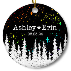 Loftipop personalized couples Christmas ornament 3 inch ceramic