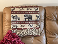 Reversible headrest cover with solid color on reverse side