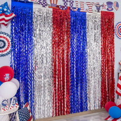 LOLStar 4th of July foil fringe curtain 3-pack setup