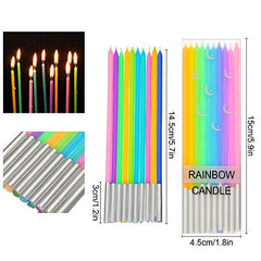 Long birthday candles 14.3 cm rainbow colors