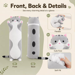 Long hug pillow cat gray for kids