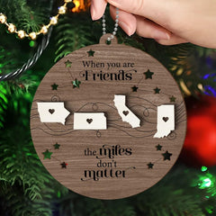 Long Distance wooden ornament two-layer design