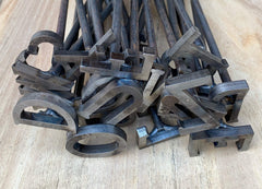 1 inch tall letters branding irons with loop handles