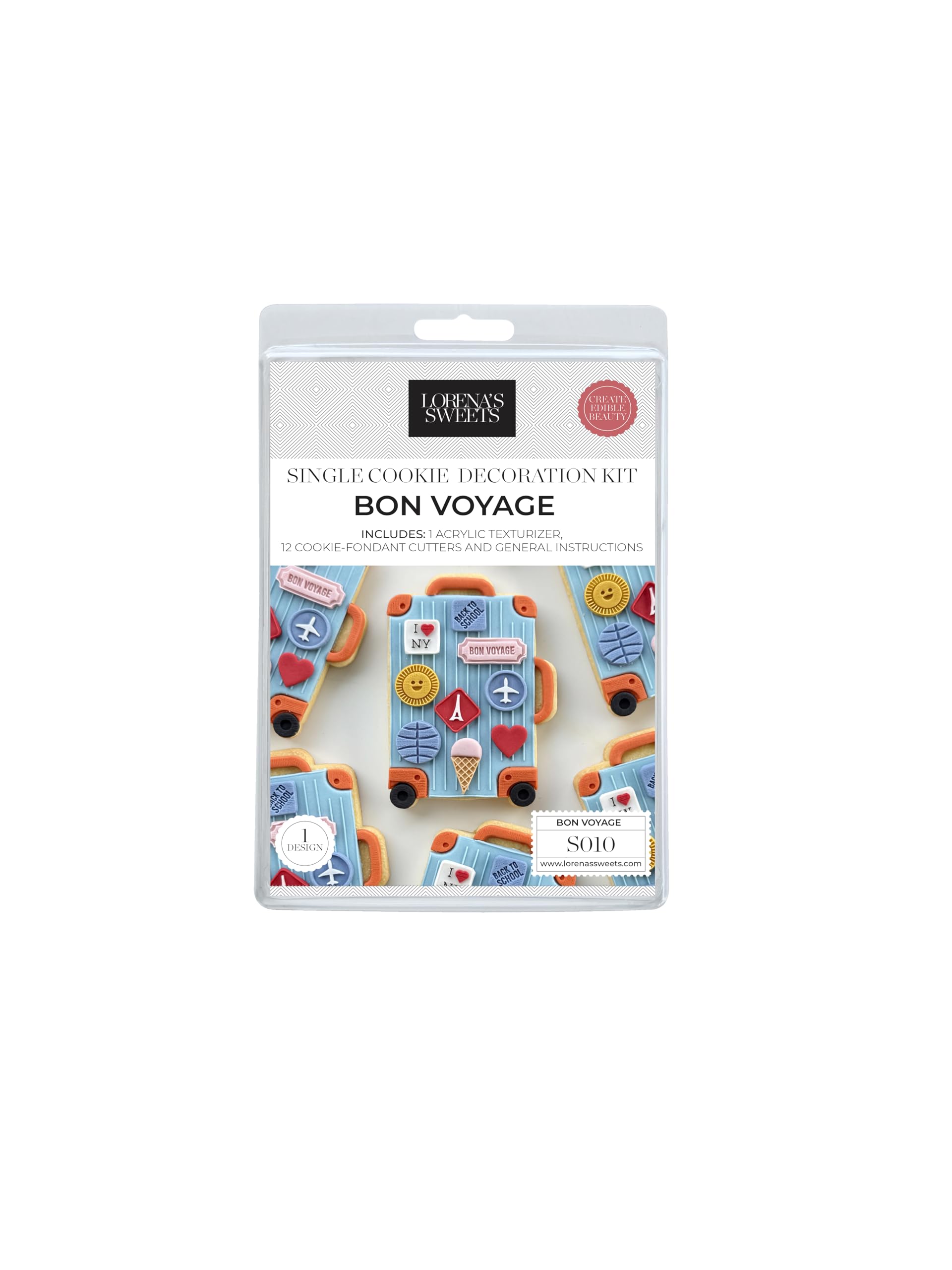 LORENA'S SWEETS Bon Voyage cookie decoration kit with 12 cutters