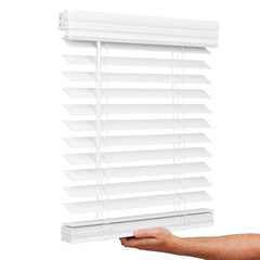 Lotus Windoware faux wood blind 34x60 Bright White front view
