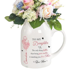 Love From Mom personalized flower vase front view