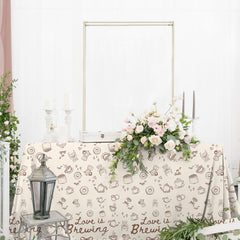 love is brewing coffee and donut pattern tablecloth