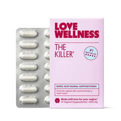 Love Wellness The Killer boric acid vaginal suppositories package