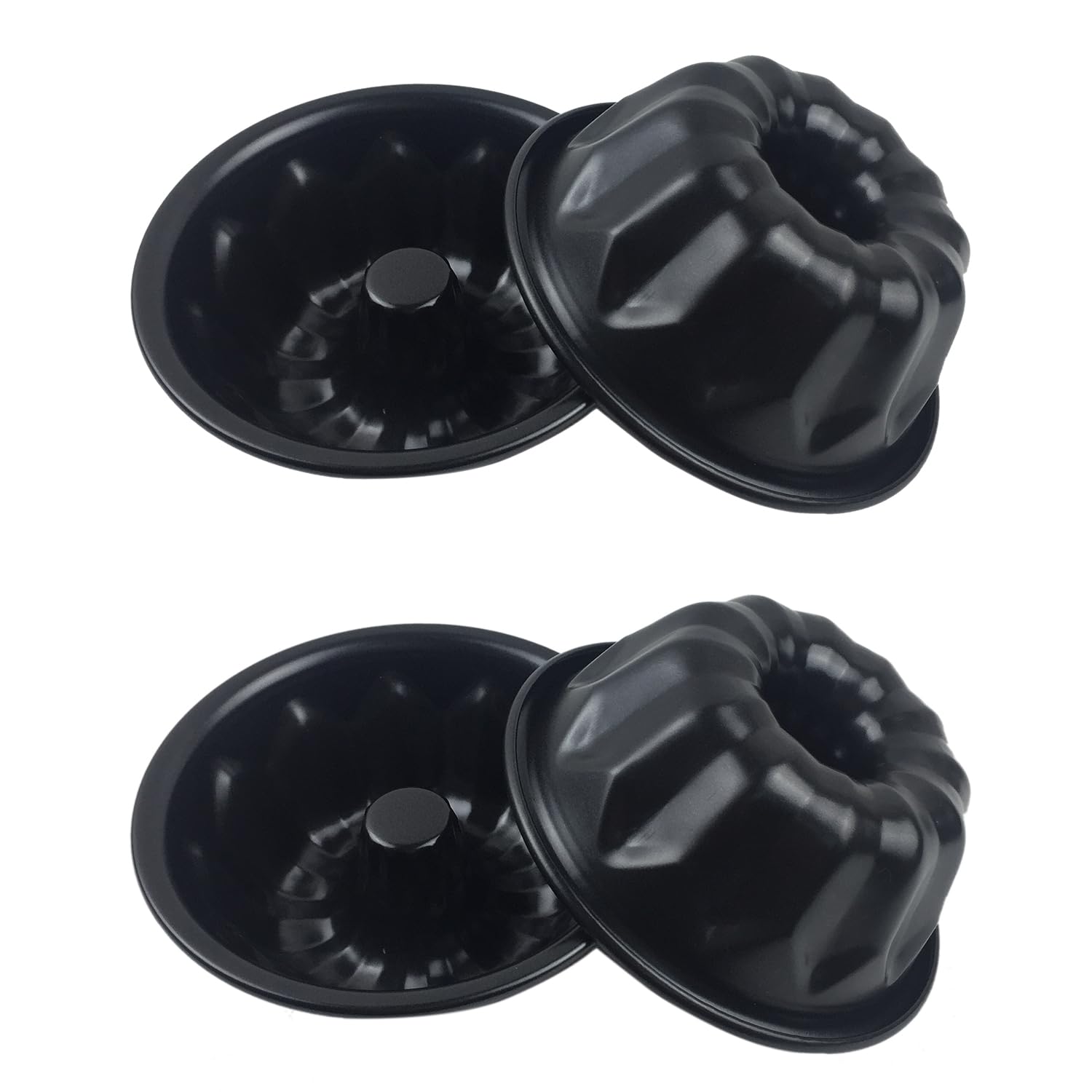 LoveDeal mini fluted cake pan 4 inch black top view