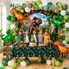 Green gold balloon look 132PCS dinosaur party kit backdrop