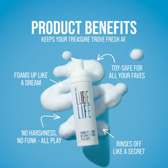 Foaming toy cleaner applied to toys for all shapes and sizes