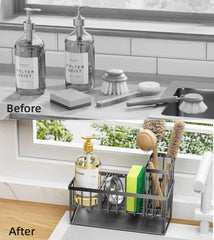 Rust-resistant 304 stainless steel dish soap organizer with drip tray