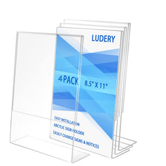 Ludery acrylic sign holder 8.5x11 inches slant back