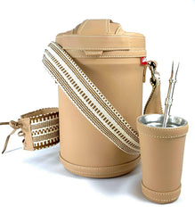 Kit Termo Tereré Luk termos Beige 2.5L con faja Artesanal