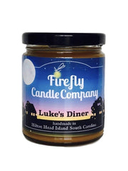 Luke's Diner Candle 8oz jar with Hazelnut Coffee and cinnamon pastries scent