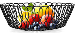 LULARINE fruit bowl black metal wire on countertop