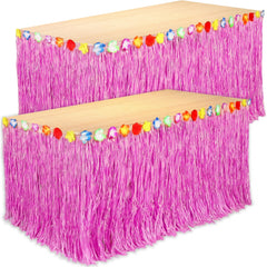 Lumina Garden pink luau grass table skirt set 2-pack for tables