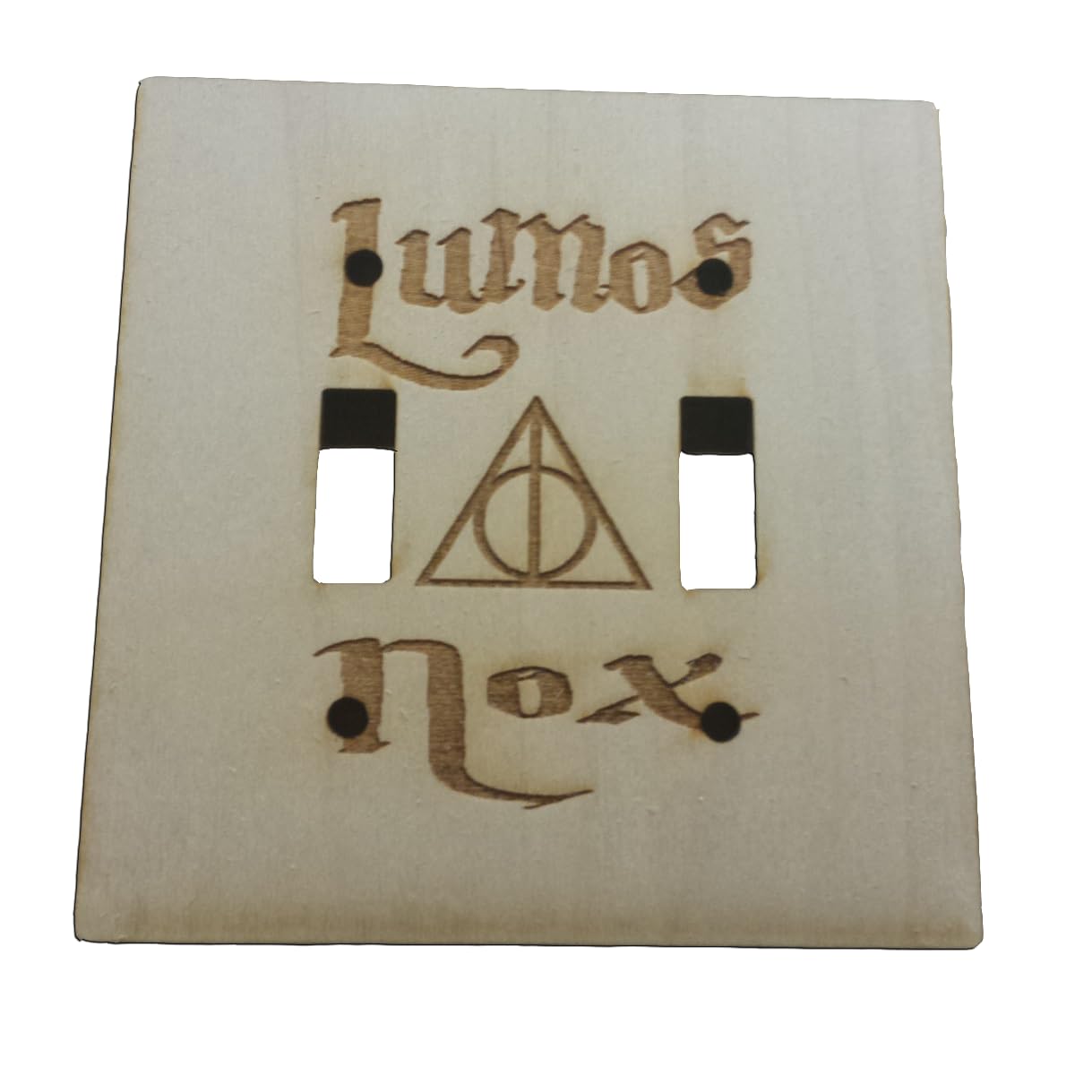Lumos Nox engraved wood light switch cover for double switches