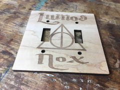Lumos Nox engraved wood switch cover