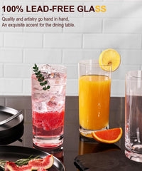 Tall 6.3 inch highball glass with 2.9 inch wide mouth 16 oz