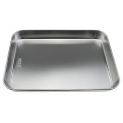 Interior polished stainless steel tray with smooth walls