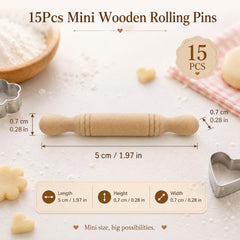 Miniature wooden rolling pins 2 inches long